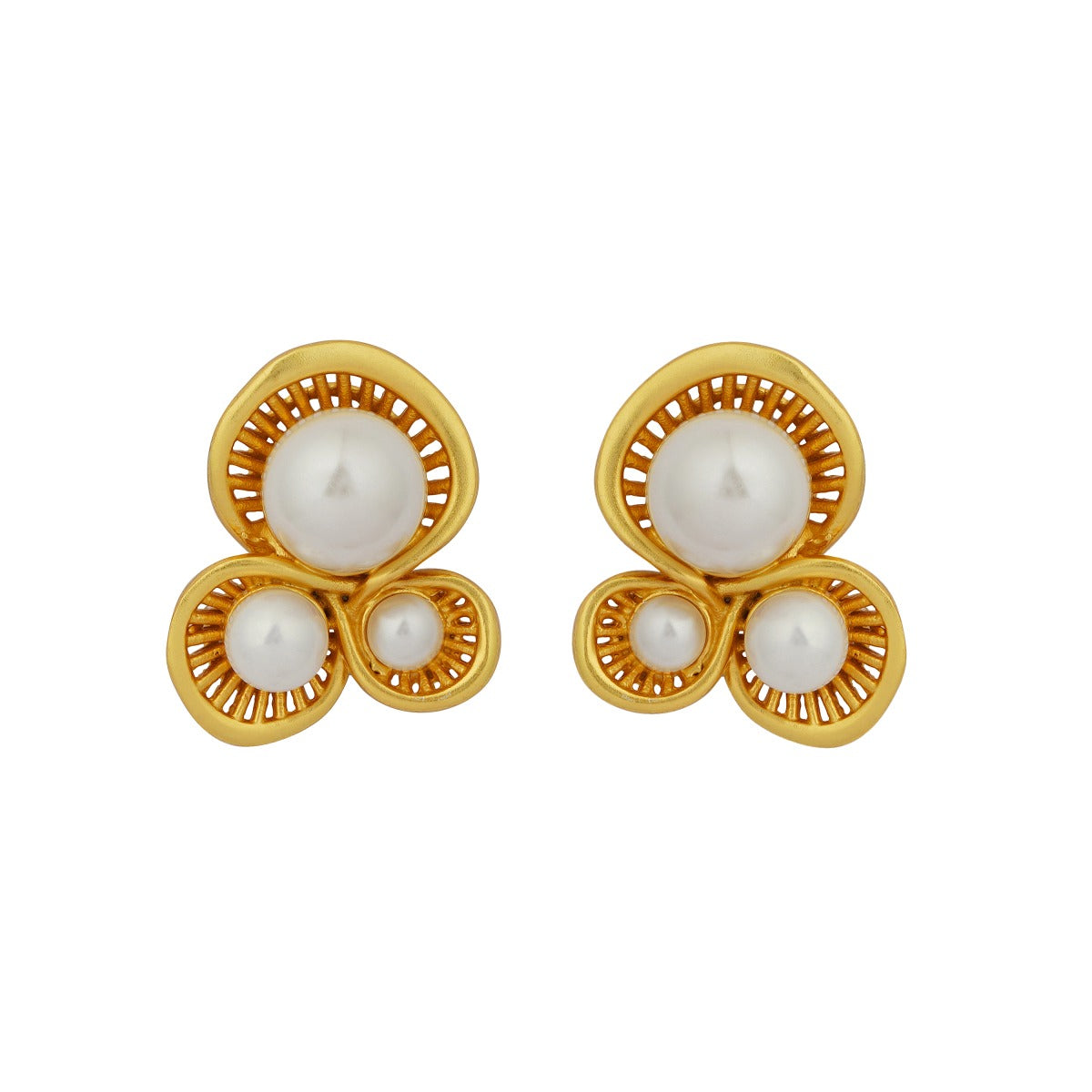 Gold Lotus Pearl Stud Earrings | Asian Boutique Jewelry from New York | Yun  Boutique